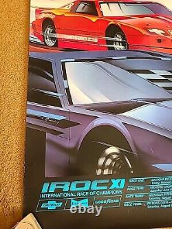 Affiche de course Chevrolet IROC d'origine vintage rare 1986 Earnhardt Unser ++