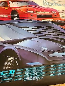 Affiche de course Chevrolet IROC d'origine vintage rare 1986 Earnhardt Unser ++