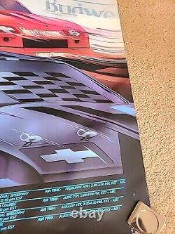 Affiche de course Chevrolet IROC d'origine vintage rare 1986 Earnhardt Unser ++