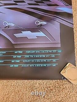 Affiche de course Chevrolet IROC d'origine vintage rare 1986 Earnhardt Unser ++