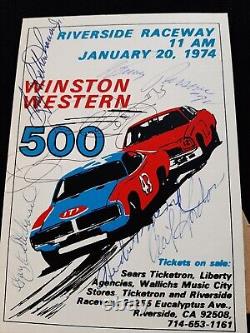 Autographes de pilotes de NASCAR vintage personnellement obtenus à Riverside Raceway en 1974
