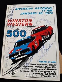 Autographes de pilotes de NASCAR vintage personnellement obtenus à Riverside Raceway en 1974