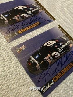Cartes d'autographes authentiques de Dale Earnhardt et Richard Childress 96 Score Board Rare