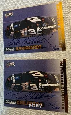 Cartes d'autographes authentiques de Dale Earnhardt et Richard Childress 96 Score Board Rare