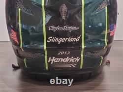 Casque Troy Lee authentique utilisé en course HMS de Dale Jr #88 Pit Crew Slingerland 2013 +