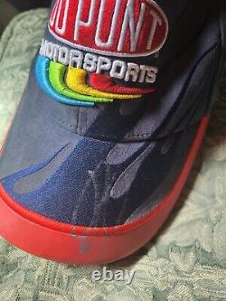 Casquette de camionneur Dale Earnhardt Jr. signée sur une casquette Jeff Gordon avec une épingle Pepsi et Yoda