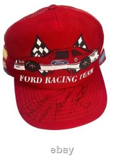 Chapeau de course Ford Racing Team Vintage 3 Rayures Rare Signé par Bill Elliot et Mark Martin