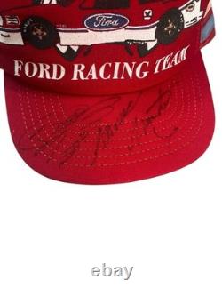 Chapeau de course Ford Racing Team Vintage 3 Rayures Rare Signé par Bill Elliot et Mark Martin