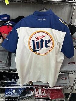Chemise d'équipe de course Rusty Wallace Miller Lite NASCAR de taille XL utilisée par l'équipe de stand