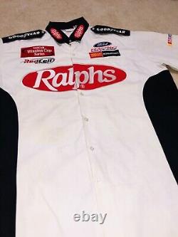 Chemise d'équipe de stand NASCAR Ralphs Grocery XL Brett Bodine Winston Cup Ford Race Utilisée