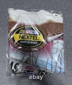 Chemise vintage de course NASCAR des années 2000, à motif intégral, taille Large, blanche, Texas Motor Speedway Race.
