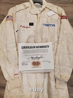 Combinaison de course utilisée par Johnny Rutherford, signée, certificat d'authenticité, collection personnelle, Indy