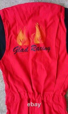 Costume de course vintage des pilotes NASCAR de la marque Glad et casque