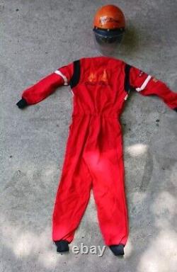 Costume de course vintage des pilotes NASCAR de la marque Glad et casque