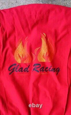 Costume de course vintage des pilotes NASCAR de la marque Glad et casque