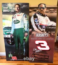 DALE EARNHARDT JR. et SR. Lot de standees en carton promotionnels de 6' à taille réelle NASCAR