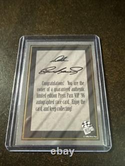 Dale Earnhardt Sr 1996 Press Pass VIP Pack Carte d'Autographe Certifiée Tirée