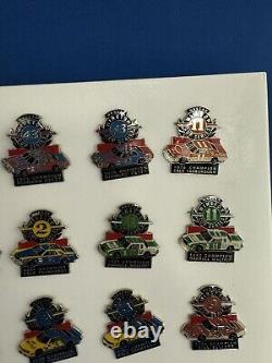 Ensemble complet d'épingles vintage des champions de la série NASCAR Winston Cup de 1971 à 1994, affichage de 24 pièces
