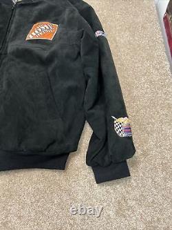 Jeff Hamilton Tony Stewart Veste en cuir suédé noire NASCAR Home Depot Back Hit