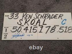 Ken Schrader SIGNÉ 1999 Brickyard 400 Utilisé lors de la Qualification Indy