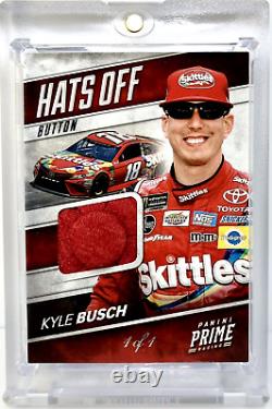 Kyle Busch 2018 Panini Prime Racing Chapeaux Haut Bouton 1/1 Skittles