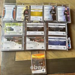 Lot de 13 cartes NASCAR 2009 autographes et reliques Kenseth Edwards Hamlin Waltrip