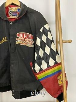 Rare Vtg Jeff Hamilton Nascar Jeff Gordon Dupont Leather Sleeve Racing Jacket L