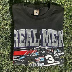 SUPER RARE 1995 Dale Earnhardt Jr. NASCAR Les vrais hommes portent du noir et de l'argent Tee