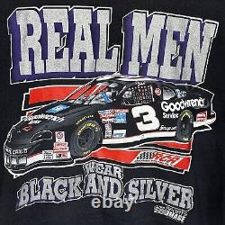 SUPER RARE 1995 Dale Earnhardt Jr. NASCAR Les vrais hommes portent du noir et de l'argent Tee