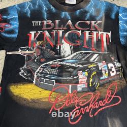 T-shirt NASCAR Vintage 90s Dale Earnhardt The Black Knight AOP Taille L RARE