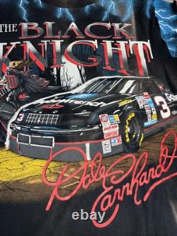 T-shirt NASCAR Vintage 90s Dale Earnhardt The Black Knight AOP Taille L RARE