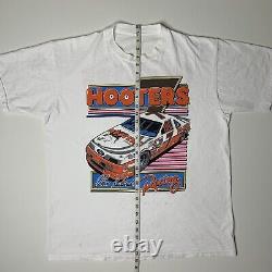 T-shirt de course vintage Alen Kulwicki Hooters Racing Nascar Double Face 90s Rare de 1993