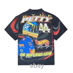 T-shirt de course vintage Kyle Petty Hot Wheels taille XL avec impression intégrale de la NASCAR des années 90 de l'année 1999.