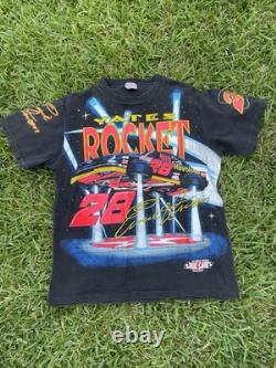 T-shirt rare vintage NASCAR Ernie Irvin / Robert Yates Racing Rocket AOP taille XL