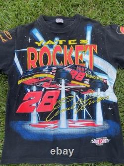 T-shirt rare vintage NASCAR Ernie Irvin / Robert Yates Racing Rocket AOP taille XL