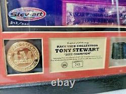 Tony Stewart 20 Autographe Race Utilisé Tire 24kt Coin Nascar Winston Cup Champ Le