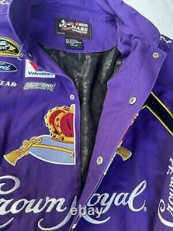 Veste Crown Royal NASCAR pour hommes en taille Large Chase Authentics Matt Kenseth, violet avec boutons pression.