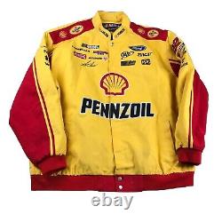 Veste NASCAR pour hommes 4XL jaune à zip intégral à manches longues manteau de course Pennzoil Shell