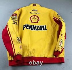 Veste NASCAR pour hommes 4XL jaune à zip intégral à manches longues manteau de course Pennzoil Shell