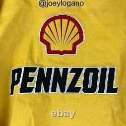 Veste NASCAR pour hommes 4XL jaune à zip intégral à manches longues manteau de course Pennzoil Shell