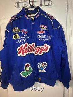 Veste NASCAR vintage Kelloggs pour homme 2XL Chase Authentics JH Design bleue