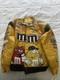 Veste Vintage Jeff Hamilton Nascar Racing En Cuir M&m's Jaune Taille Xl