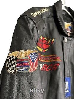 Veste aviateur en cuir Jeff Hamilton Dale Earnhardt Nascar Racing Goodwrench Taille L