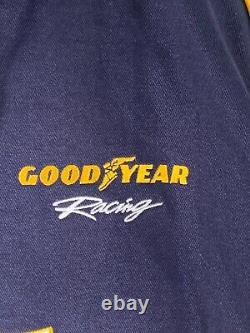 Veste de course Goodyear Racing NASCAR XL bleue et jaune, brodée, fermeture éclair, équipage #3568