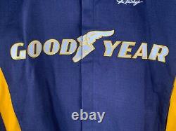 Veste de course Goodyear Racing NASCAR XL bleue et jaune, brodée, fermeture éclair, équipage #3568