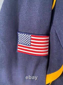 Veste de course Goodyear Racing NASCAR XL bleue et jaune, brodée, fermeture éclair, équipage #3568