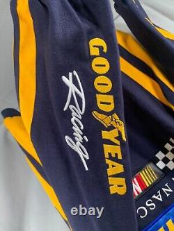 Veste de course Goodyear Racing NASCAR XL bleue et jaune, brodée, fermeture éclair, équipage #3568