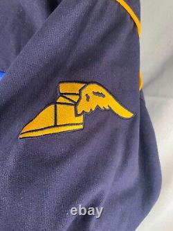 Veste de course Goodyear Racing NASCAR XL bleue et jaune, brodée, fermeture éclair, équipage #3568