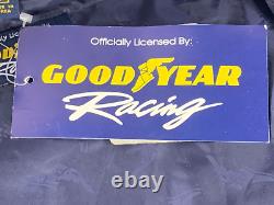 Veste de course Goodyear Racing NASCAR XL bleue et jaune, brodée, fermeture éclair, équipage #3568