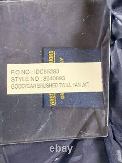 Veste de course Goodyear Racing NASCAR XL bleue et jaune, brodée, fermeture éclair, équipage #3568